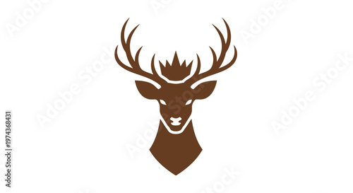 Brown Deer Head with Large Antlers.