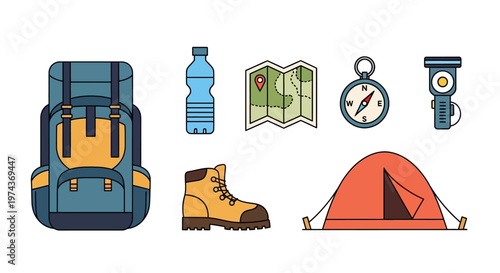 Camping gear and equipment collection.
