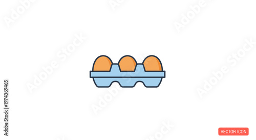 Cartoon eggs in blue carton.