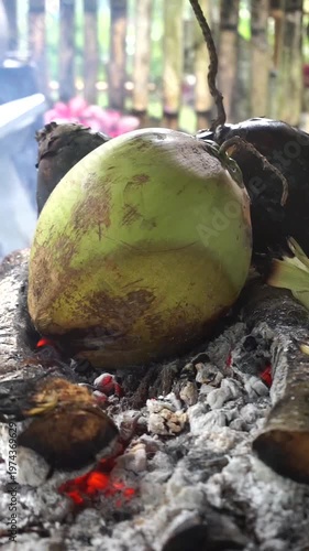 Wallpaper Mural Charcoal-roasted coconut preparation commonly consumed to maintain fitness and wellness. Torontodigital.ca