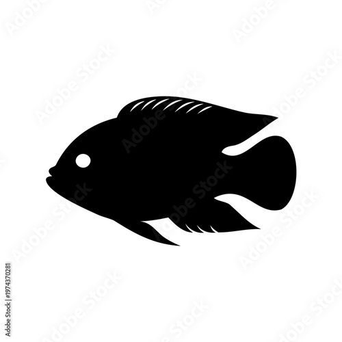 Black and White Silhouette Depicting a Common Freshwater Fish Profile