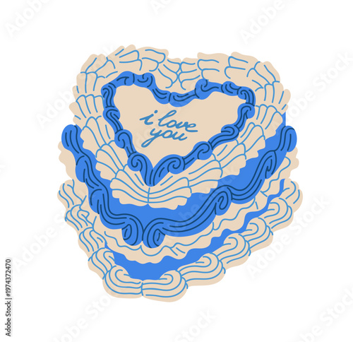 Vintage coquette cake, heart dessert. Ornate confectionery, blue creamy pastr...