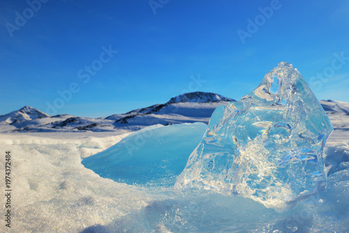 Clear ice in Iceland in spring time