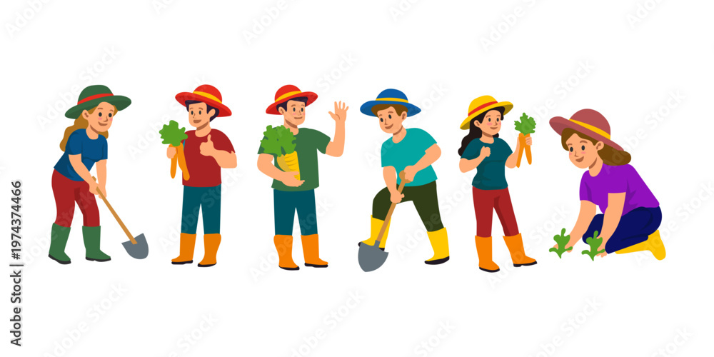 Fototapeta premium Activities of a Farmer Illustration