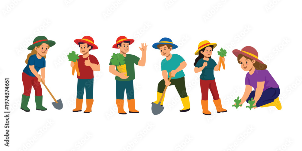 Fototapeta premium Activities of a Farmer Illustration