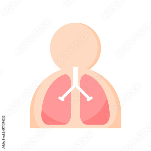 Human lung and trachea medical icon flat vector design