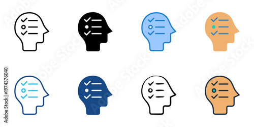 Personality test icons set multiple style collection. Editable stroke 
