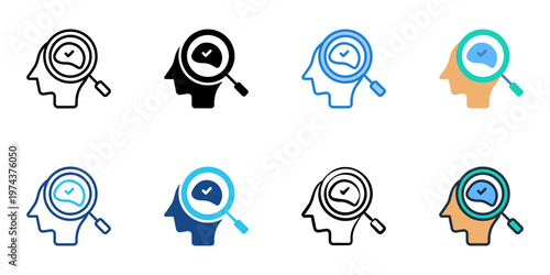 IQ test icons set multiple style collection. Editable stroke 
