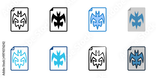 Rorschach inkblot icons set multiple style collection. Editable stroke 
