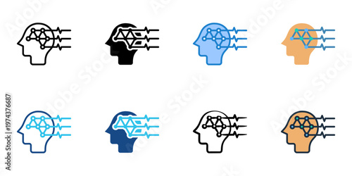 EEG icons set multiple style collection. Editable stroke 
