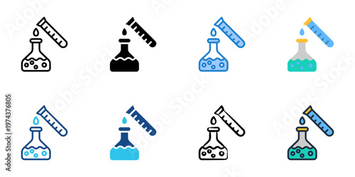 Lab experiment icons set multiple style collection. Editable stroke 
