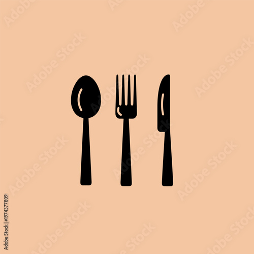 spoon and fork icon. Spoon, fork, knife. vector illustration eps 10
