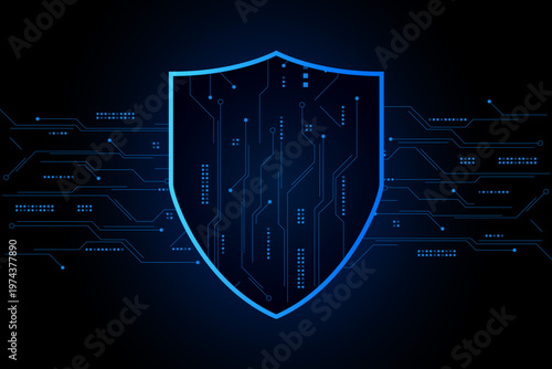 Cyber security technology concept , Shield With Keyhole icon , personal data , vector illustration.	
