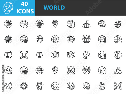 set of world icons, global, international, travel