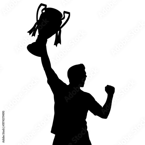 Silhouette of champion holding trophy vector illustration