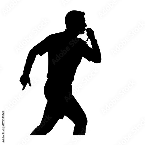 businessman running with phone vector illustration