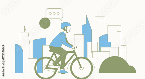 Urban cycling journey through minimalist cityscape design