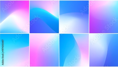 Collection of vibrant, gradient, abstract backgrounds, in a grid layout