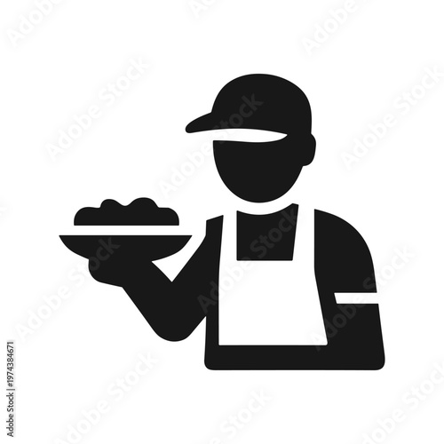 Food vendor solid black icon vector illustration