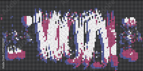 Glitchy pixelated screen with distorted white shapes on black background