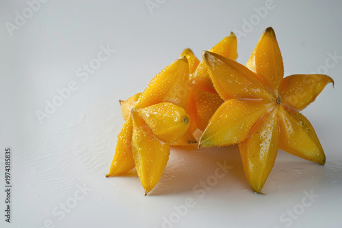 Star fruits on a white background, photographed in high definition. Photos for supermarket posters