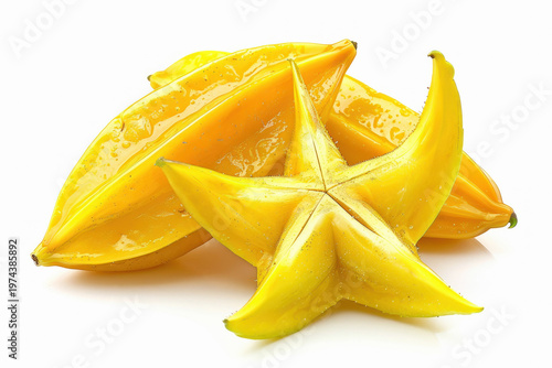 Star fruits on a white background, photographed in high definition. Photos for supermarket posters