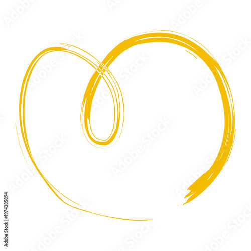 Gold heart shape brush stroke