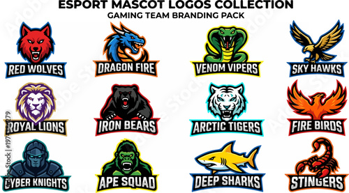 Esports Mascot Logos Collection - Gaming Team Branding Pack for Competitive Gaming.