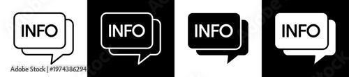 Info Icon In Flat Version On Black And White Background 
