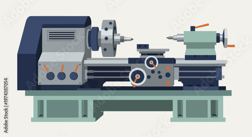 Industrial Lathe Machine for Metalworking and Manufacturing Processes.
