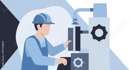 Industrial worker operating machinery in a manufacturing plant.