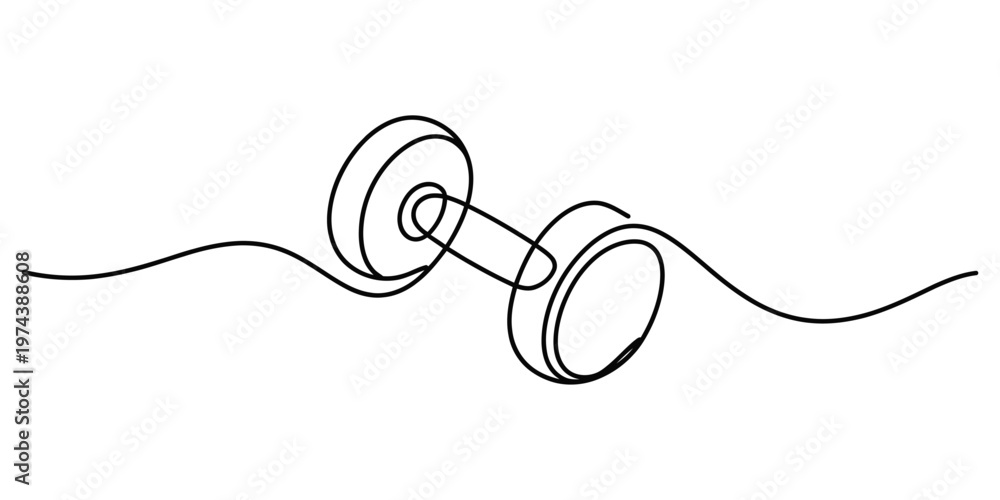 Obraz premium A single continuous line drawing of a fitness dumbbell used for weightlifting and muscle training