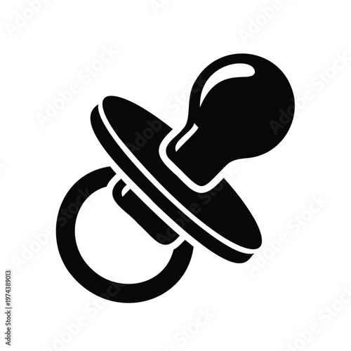 Black Silhouette Icon of a Baby Pacifier soother nipple