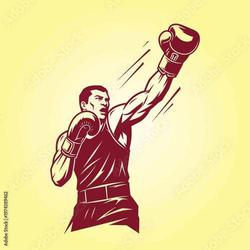 Male boxer delivers powerful uppercut punch