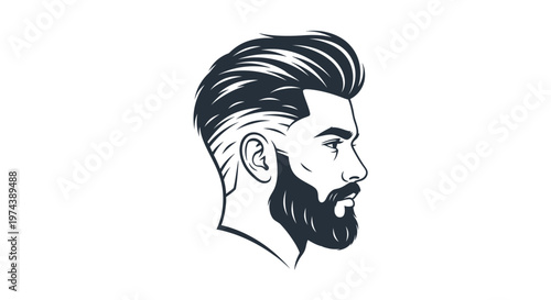 Man head profile with stylish beard and haircut