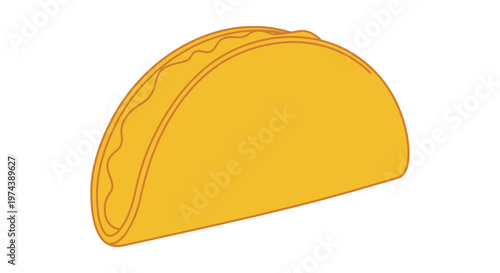 Minimalist empty yellow taco shell flat vector illustration