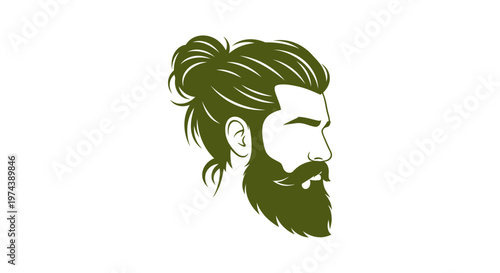 Modern man profile with stylish beard and hair bun