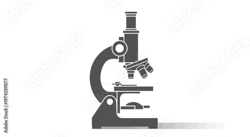Monochrome microscope silhouette icon for scientific research and education