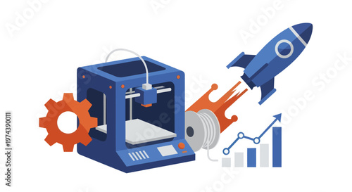 3D Printing Innovation and Business Growth Concept.