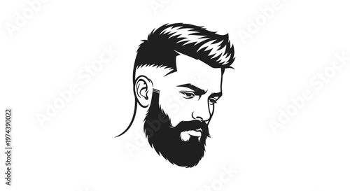 Portrait of stylish bearded man with modern haircut
