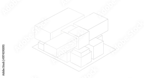 Abstract 3D Wireframe Model of a Complex Architectural Structure.
