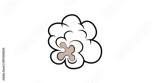 Simple cartoon popcorn kernel illustration on white background