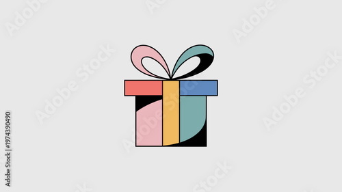 Abstract gift box with flowing ribbon – Ideal for holiday marketing, birthday promotions, or surprise concepts.