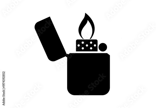 Lighter Icon, Cigarette Lighter Symbol, Flame Fire Spark, Ignition Sign, Pocket Gas Lighter, Fuel Flammable Warning, Refillable Lighter Vector