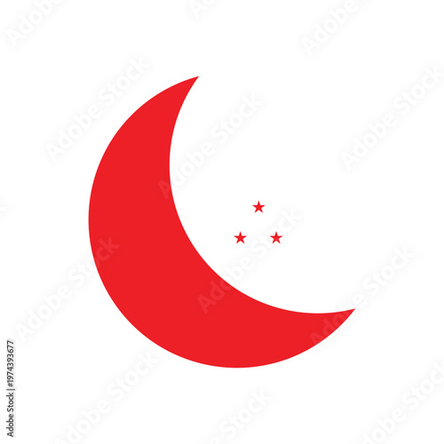 Crescent icon, flag flat symbol isolated on white background. Moon vector Illustration . EPS 10 .