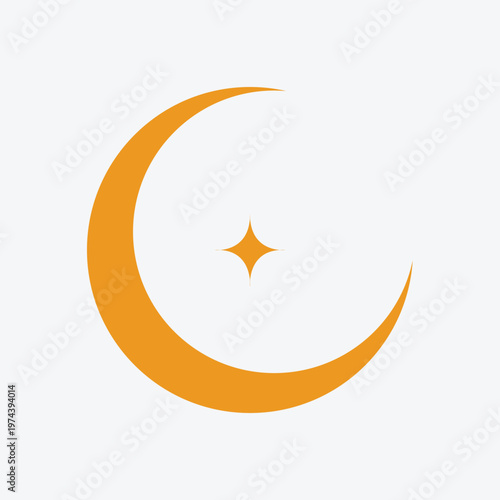 Crescent icon, flag flat symbol isolated on white background. Moon vector Illustration . EPS 10 .