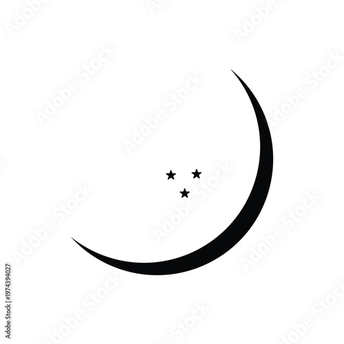 Crescent icon, flag flat symbol isolated on white background. Moon vector Illustration . EPS 10 .
