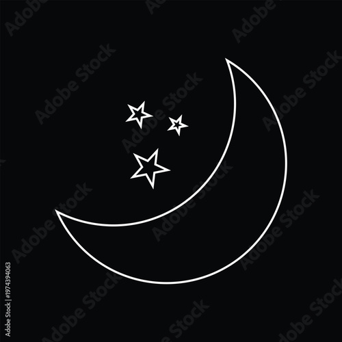 Crescent icon, flag flat symbol isolated on white background. Moon vector Illustration . EPS 10 .