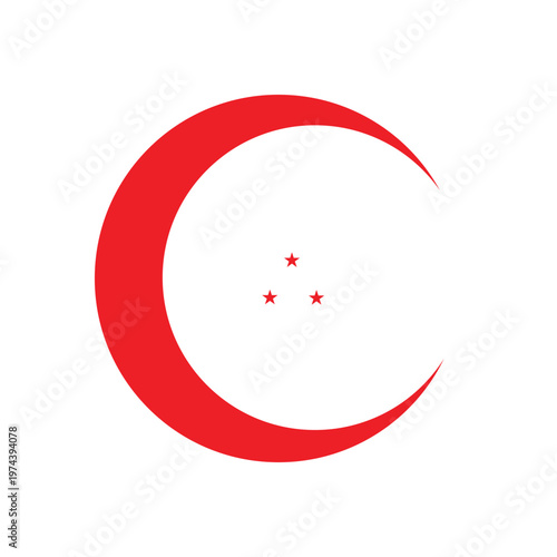 Crescent icon, flag flat symbol isolated on white background. Moon vector Illustration . EPS 10 .