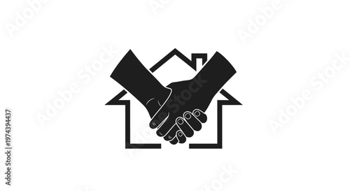 Handshake in house icon for real estate agreement